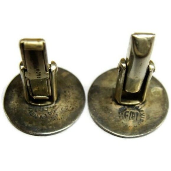 Vintage 925 Hecho en Mexico Mayan Calendar Cuff Link Shirt Tux Cufflinks ECHI - Picture 9 of 10